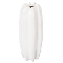 Artikel Weisse Keramikvase geriffelt 40 cm für Trockenblumen
