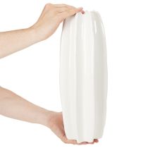Artikel Weisse Keramikvase geriffelt 40 cm für Trockenblumen