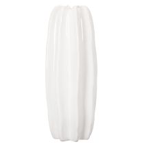 Artikel Weisse Keramikvase geriffelt 40 cm für Trockenblumen