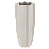 Artikel Hohe Keramikvase mit Rillenstruktur 38 cm mattgrau für Trockenblumen