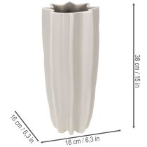 Artikel Hohe Keramikvase mit Rillenstruktur 38 cm mattgrau für Trockenblumen
