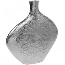 Artikel Deko Vase Metall Gehämmert Blumenvase Silber 33x8x36cm