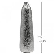 Artikel Deko Vase aus Metall, gehämmert, Silber, Ø 9,5 cm, H 32 cm