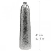 Artikel Deko Vase Metall Gehämmert Blumenvase Silber Ø9,5cm H41cm