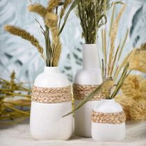 Blumenvase weiß Keramik und Seegras Vase Tischdeko H22,5cm