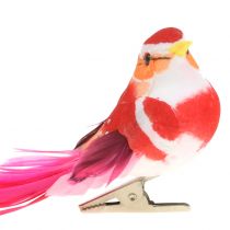 Vogel am Clip Pink, Rosa 15cm 12St