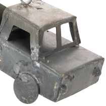 Artikel Deko-Fahrzeuge aus Metall, Grau, 9–10 cm, Aufhänger aus Jute, 4-teilig, Vintage-Design