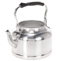 Artikel Teekanne aus verzinktem Metall Ø19cm H15cm mit Holzoptik-Griff – Übertopf für Vintage-Deko