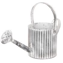 Artikel Vintage Pflanzkanne Ø17cm aus Metall, Weiss-Silber, Deko-Giesskanne für Innen- und Aussenbereich