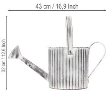 Artikel Vintage Pflanzkanne Ø17cm aus Metall, Weiss-Silber, Deko-Giesskanne für Innen- und Aussenbereich
