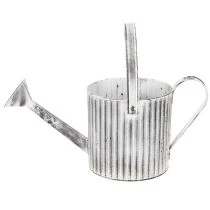 Artikel Vintage Pflanzkanne Ø17cm aus Metall, Weiss-Silber, Deko-Giesskanne für Innen- und Aussenbereich
