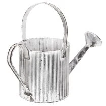 Artikel Vintage Pflanzkanne Ø17cm aus Metall, Weiss-Silber, Deko-Giesskanne für Innen- und Aussenbereich