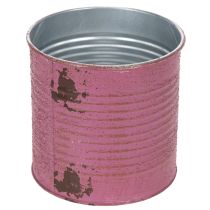 Artikel Metall-Übertopf Dekodose Ø11cm H10,5cm Lila-Braun mit Vintage-Motiv für Innen- und Aussendekoration
