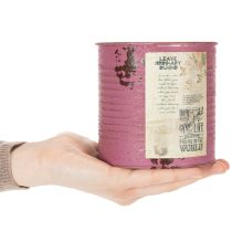 Artikel Metall-Übertopf Dekodose Ø11cm H10,5cm Lila-Braun mit Vintage-Motiv für Innen- und Aussendekoration
