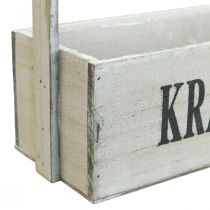 Artikel Vintage Pflanzkasten Holz Kräuterkiste mit Griff 36×12×38cm Weiss Natur