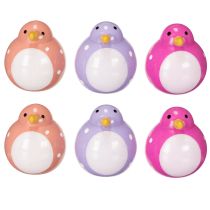 Artikel Vogel-Dekofiguren aus Holz, 6 cm, Lila/Rosa/Pink, Set für Wohnraum- und Frühjahrsdekoration