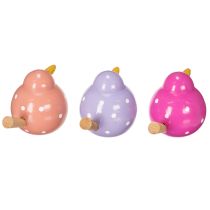 Artikel Vogel-Dekofiguren aus Holz, 6 cm, Lila/Rosa/Pink, Set für Wohnraum- und Frühjahrsdekoration
