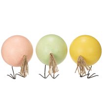 Artikel Deko-Küken aus Holz und Metall, 3er-Set, 12 cm, Pastellfarben für Frühling und Ostern