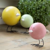 Artikel Deko-Küken aus Holz und Metall, 3er-Set, 12 cm, Pastellfarben für Frühling und Ostern