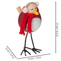 Artikel Deko-Vogel-Figuren Set Holz und Metall 11 cm Rot Weiss Schwarz Innenbereich 4 Stück