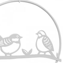 Vogel Deko Fensterdeko Frühling, Metall Weiß Ø12cm 4St