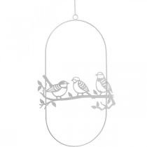 Artikel Vogel Deko Fensterdeko Frühling, Metall Weiß H37,5cm 2St
