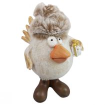 Weihnachtsfiguren Vogel mit Mütze Beige 11,5x8x14cm 2St