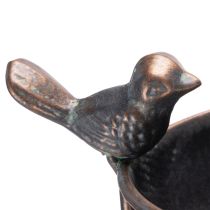 Artikel Dekorativer Vogelbadständer aus Metall mit Blumenschale, Rankhilfe, Bronzeoptik, 75 cm hoch