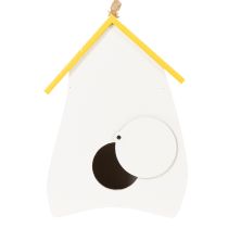 Artikel Vogelhaus aus Holz mit Blumenmotiv, Gelbem Dach, 21 cm, für Innenräume und Balkone