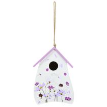 Artikel Vogelhaus aus Holz mit Blumenmuster und lilafarbenem Dach, 21 cm, dekorative Frühjahrsdeko für Balkon und Innenräume