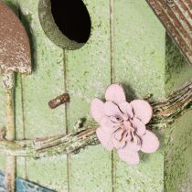 Artikel Vogelhaus aus Holz mit Blumenmotiv in Grün, 19 cm, für Garten- und Innendekoration