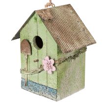 Artikel Vogelhaus aus Holz mit Blumenmotiv in Grün, 19 cm, für Garten- und Innendekoration