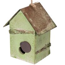 Artikel Vogelhaus aus Holz mit Blumenmotiv in Grün, 19 cm, für Garten- und Innendekoration