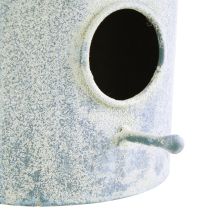 Artikel Rundes Vogelhaus zum Hängen aus Metall, Weiss-Blau, Ø15cm H21cm für Aussenbereich
