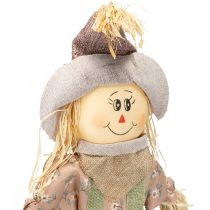 Artikel Dekostecker Vogelscheuche aus Holz und Textil Grün/Blau H45/68cm 4er-Set