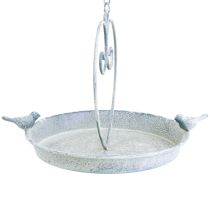 Artikel Hängende Vogeltränke aus Metall in Herzform, Ø 21,5 cm, Weiss-Blau