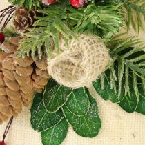 Artikel Weihnachtsglocken Wanddekoration aus Jute mit Tannenzweigen und Zapfen 20 cm