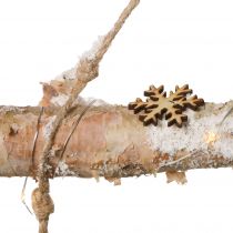 Artikel Wanddeko Weihnachten mit Micro LED Lichterkette, kleinen Holz-Schneeflocken und beschneiten Ästen H150cm