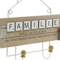Artikel Wandgarderobe mit Haken aus Holz und Metalldraht 45cm im Landhausstil