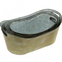 Artikel Set Übertopf Wanne Kupferfarben/Weiß L32,5cm/36,5cm/41,5cm