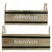 Artikel Kräuterkisten aus Holz im 2er-Set mit Pflanzfolie, 41x21x17cm und 36,5x19x13cm, Braun