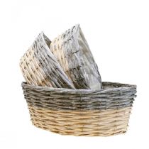 Artikel Weiden-Pflanzschalen-Set 3-teilig, 29/33/38 cm, Natur/Grau, Shabby Chic