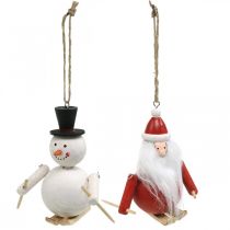 Artikel Christbaumschmuck Holzfiguren Weihnachtsmann und Schneemann 11 cm Rot Weiss 2er-Set