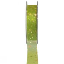 Artikel Schleifenband Weihnachten, Organzaband Grün Sternmuster 25mm 25m