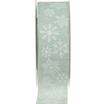 Artikel Weihnachtsband Schneeflocke Geschenkband Hellgrün 35mm 15m