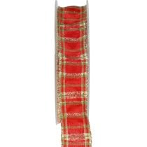 Dekoband Schottisch Geschenkband Rot Grün Gold 25mm 20m