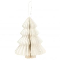 Artikel Hängedeko Weihnachtsbaum aus Papier Weiss Silber 20cm 5er Set