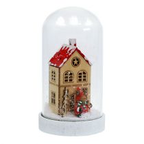 Artikel Weihnachtsdeko Haus mit Glasglocke Ø9cm H16,5cm