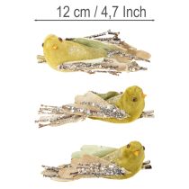 Artikel Weihnachtsdeko Vögel am Clip Grün Glitter 12cm, 6er-Set
