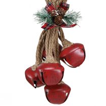 Artikel Weihnachtsdeko zum Hängen Rote Schellen mit Schleife 51 cm aus Metall